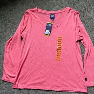 GAP Long-Sleeve Scoop Neck Top - Coral